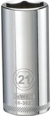 DeWalt DWMT96362OSP Metric Deep Socket, 6-Point, 3/8 In. Drive, 21mm