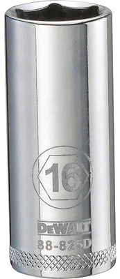 DeWalt DWMT88825OSP Metric Deep Socket, 6-Point, 3/8 In. Drive, 16mm