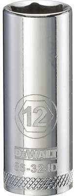 DeWalt DWMT86324OSP Metric Deep Socket, 3/8 In. Drive, 12mm, 6-Point