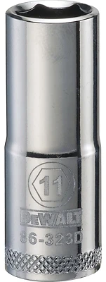 DeWalt Metric Deep Socket, 6-Point, 3/8 In. Drive, 11mm