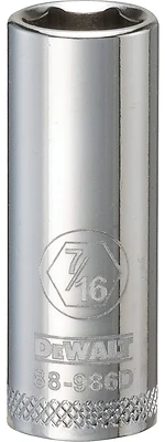 SAE Socket, Deep, 6-Point, 7/16 In., 3/8 In. Drive