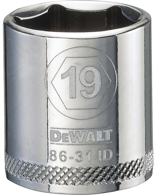 DeWalt Metric Shallow Socket, 19mm, 3/8 In. Drive, 6-Point