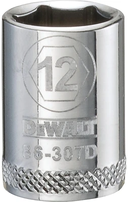 DeWalt Metric Shallow Socket, 6-Point, 3/8 In. Drive, 12mm