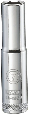 DeWalt Metric Deep Socket, 6-Point, 1/4 In. Drive, 7mm