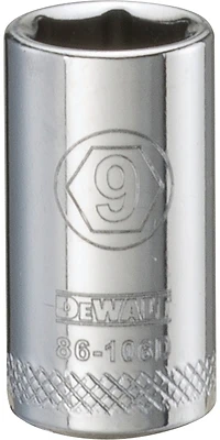 DeWalt DWMT86106OSP Metric Shallow Socket, 1/4 In. Drive, 9mm, 6-Point