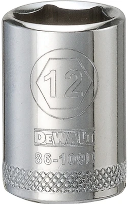 DeWalt DWMT86109OSP Metric Shallow Socket, 12mm, 6-Point, 1/4 In. Drive