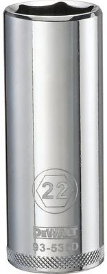 DeWalt DWMT93536OSP Metric Deep Socket, 6-Point, 1/2 In. Drive, 22mm