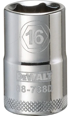 Metric Shallow Socket, 6-Point, 1/2 In. Drive, 16mm