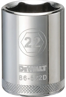 DeWalt DWMT86522OSP Metric Shallow Socket, 6-Point, 1/2 In. Drive, 22mm