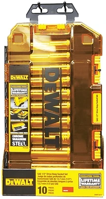 DeWalt DWMT73814 SAE Deep Socket Set, 1/2 In. Drive, 10-Piece