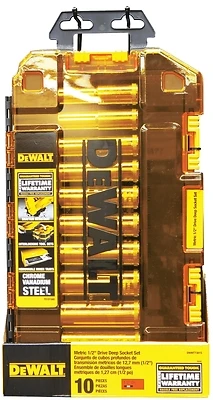 DeWalt DWMT73815 Metric Deep Socket Set, 1/2 In. Drive, 10-Piece