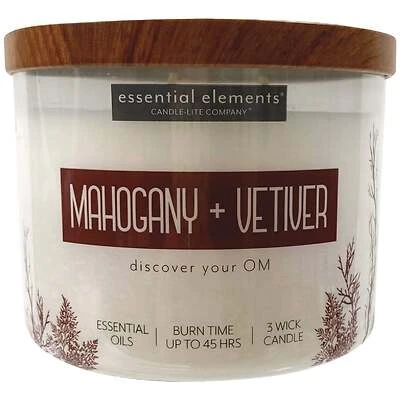 Essential Elements 3-Wick Jar Candle, Mahogany & Vetiver, 14.75-oz.
