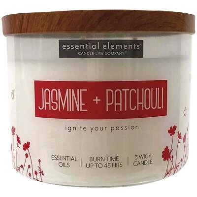 Essential Elements 3-Wick Jar Candle, Jasmine & Patchouli, 14.75-oz.