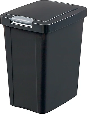Kitchen Wastebasket, Touch Top, Black, 7.5-Gal.