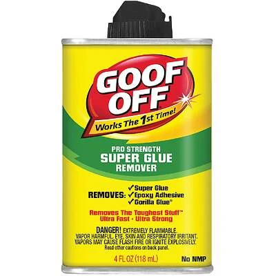 Goof Off FG678 Professional Super Glue Remover, Liquid, 4 Oz