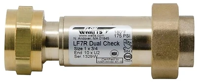 Watts LF7RU2-2 Backflow Preventer, Dual Check Valve, 3/4 In.