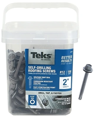 Teks 21427 Roofing Screws, Hex Washer Head, Drill Point, #12-14 x 2 In., 150-Pk.