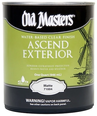 Old Masters 71004 Ascend Exterior Clear Finish, Water-Based, Matte, 1-Qt.