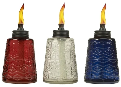Patio Table Torch, Molded Glass, 6 In., Assorted Colors