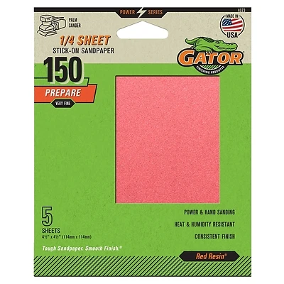 Sanding Sheets, Aluminum Oxide, 150-Grit, 4.5 x 4.5 In., 5-Pk.