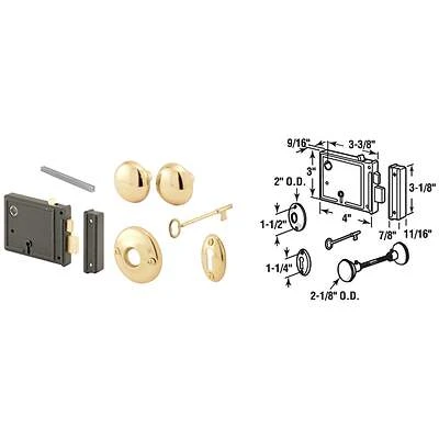 Horizontal Placement Bit Key Trim Lock With Brass Knobs And Accessories