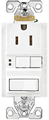 Eaton TRSGFS15W-M-L Wallplate Switch Combo GFCI Receptacle, 15 Amp, 125 Volt