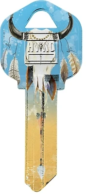 Hy-Ko 16010KW1-29 Painted Skull Key Blank, Brass/Nickel, Kwikset KW1