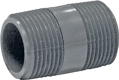 Sch80 Pvc Pipe Nipple 1 In X 2 In, Mpt Both Ends, Durable Grey Fitting