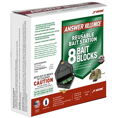 J.T. Eaton 937 Mouse Killer with Reusable Bait Station, 1 oz Bait, Green