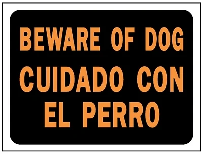 Hy-ko Bilingual Beware Of Dog Sign - 9 In. H X 12 In. W Durable Plastic