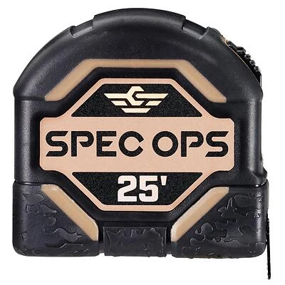 Spec Ops SPEC-TM25 Tape Measure, 25 Ft. x 3.12 In., Black