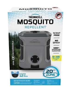 Ex90grey Rechargeable Mosquito Repeller With 20 Ft Coverage Area And Accessories