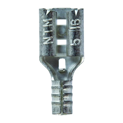 22-18 Ga. Uninsulated Wire Female Disconnect Terminals, Silver, 5 Pk, Model 60943
