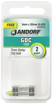 Gdc 2 Amp 250 Volt Glass Time Delay Fuse 2 Pk, 5mm X 20mm