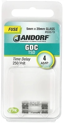 Gdc 4 Amp 250 Volt Time Delay Glass Fuse 2 Pk, 5mm X 20mm