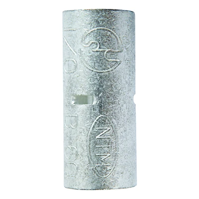 1/0 Ga. Uninsulated Wire Terminal Butt Splice Connector, Silver, 1 Pk