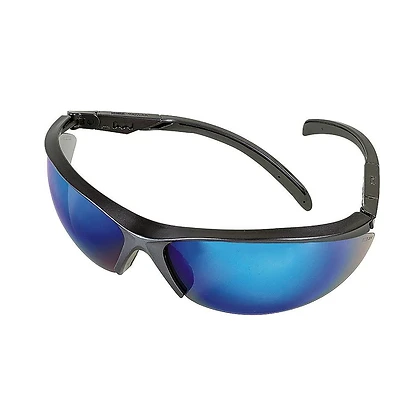 Adjustable Semi-rimless Safety Glasses With Blue Mirror Lens And Black Frame