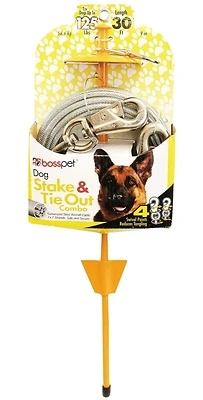 Yellow Tie-out With Stake Metal Dog Tie Out Stake X-large 30 Ft