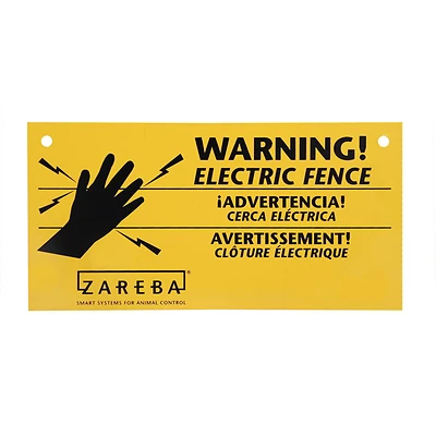 Zareba WS3 Electric Fence Warning Sign, Yellow, 8 In. x 4 In.