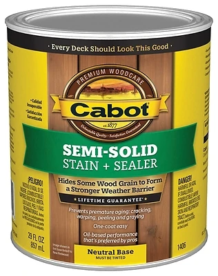 Semi-solid Deck & Siding Stain, Neutral, 1 Quart, Model 1406-05