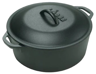 Lodge L10DOL3 Cast Iron Dutch Oven, Seasoned, 7 Qt., Loop Handles