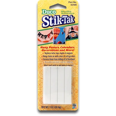 Duco 62485 Stik-Tak Adhesive Putty, Reusable, White, 1 Oz