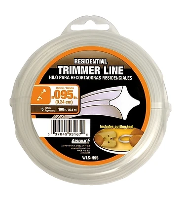 Arnold WLS-H95 Nylon Trimmer Line, 0.095 In. Dia, 100 Ft