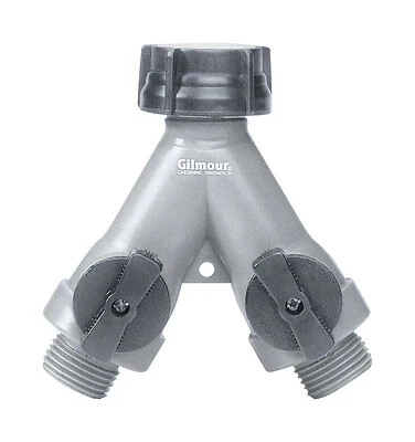 Gilmour 800024-1001 Y-Hose Connector With Shut Offs, Polymer