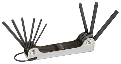 Tw-001-06 Fold-up Hex Key Set, 9 Pieces, Chrome Vanadium Steel, Black