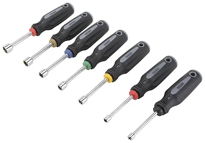 Sd-set-3 7-piece Sae Nut Driver Set With 3 In Shaft And Soft Grip Handle