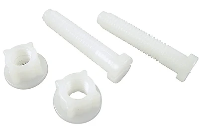 Universal Toilet Seat Hinge Bolts - Durable White Plastic Construction