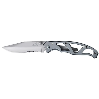 Gerber Paraframe I Folding Knife, 3.01 In. HCS Blade, Silver Handle