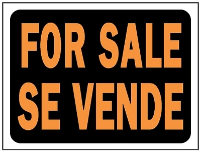 Hy-ko Bilingual For Sale Sign - 9 In. H X 12 In. W Durable Plastic