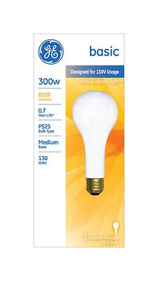 GE 73790 PS25 Incandescent Bulb, 300W, E26 Base, 6120 Lumens